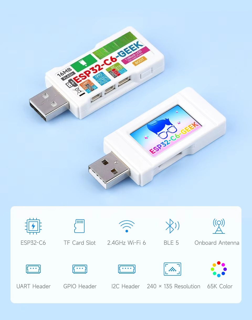 Esp32 C6 - untuk Papan Pengembangan ESP32-C6 GEEK, dilengkapi