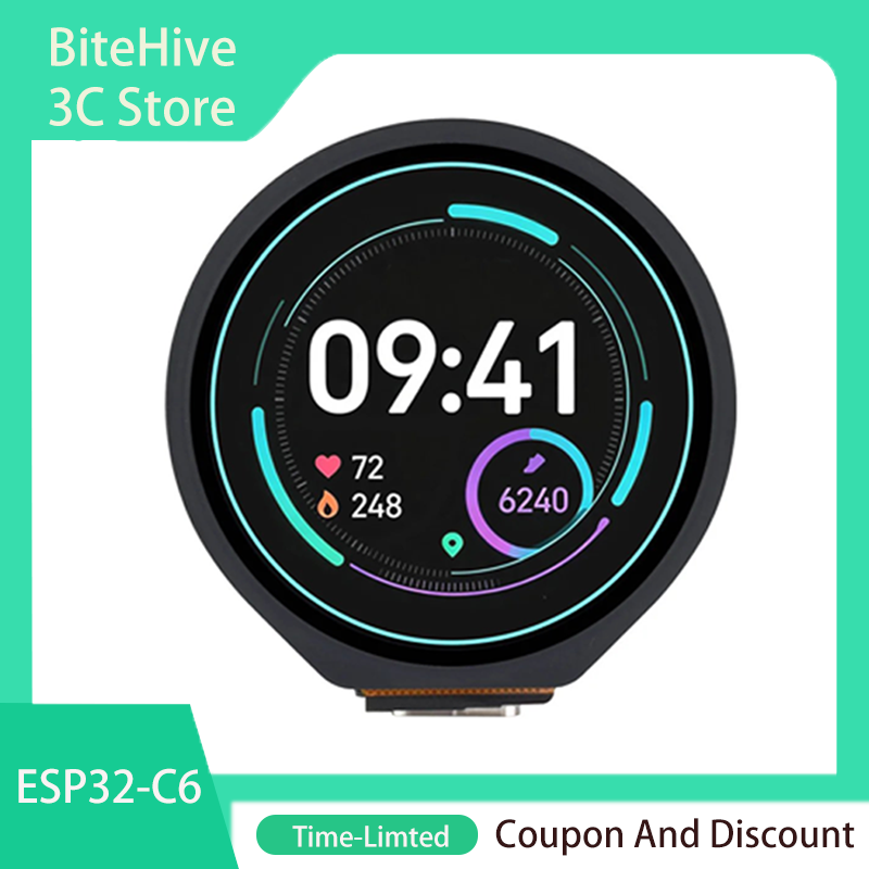 Esp32 C6 - Waveshare ESP32-C6, Papan Pengembangan Layar LCD